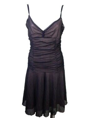 Necessary Objects Y2K Drop Waist Ruched Mesh Dress